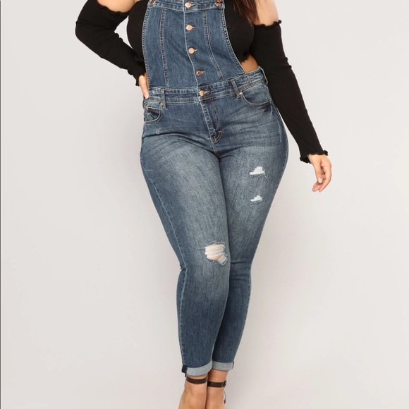 Plus size Denim Overalls, Fashion Nova 2XL - Picture 4 of 8